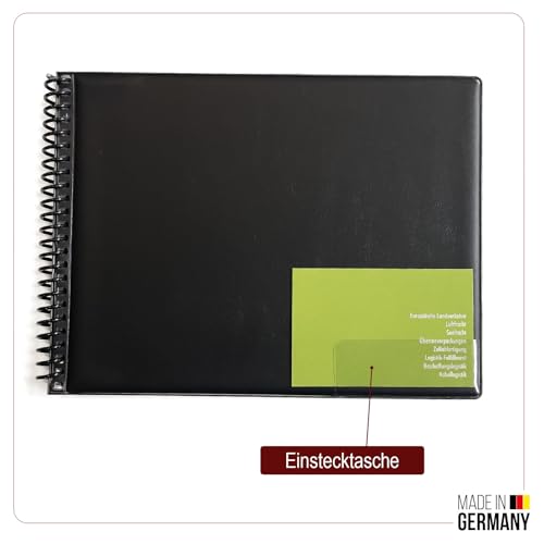 ggm® Marschmappe/Notenmappe – Folientaschen mit Beschriftungstasche, Schwarz Wasserabweisend & robust, Taschenformat: Querformat Taschengröße: 14,5 x 18,5 cm, Made in Germany (30 Taschen)