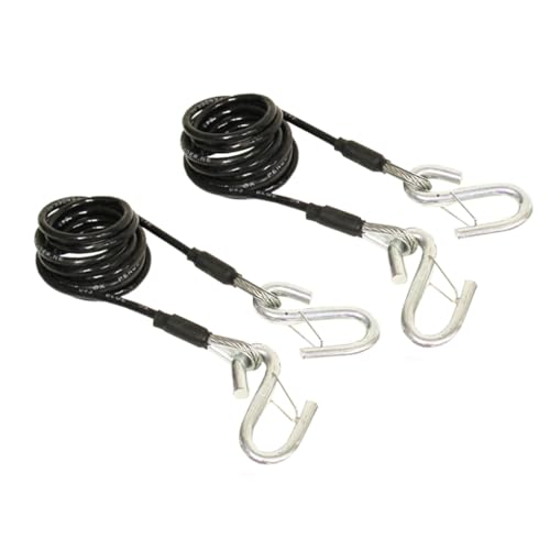 Blue Ox BX88196 Class III Safety Cable Kit | Tow Rating of 7,500 lbs | Coiled Safety Cables with S-Hooks | Plastic Coating to Prevent Scratching | Corrosion Free | Cable Extends to 7 Feet
