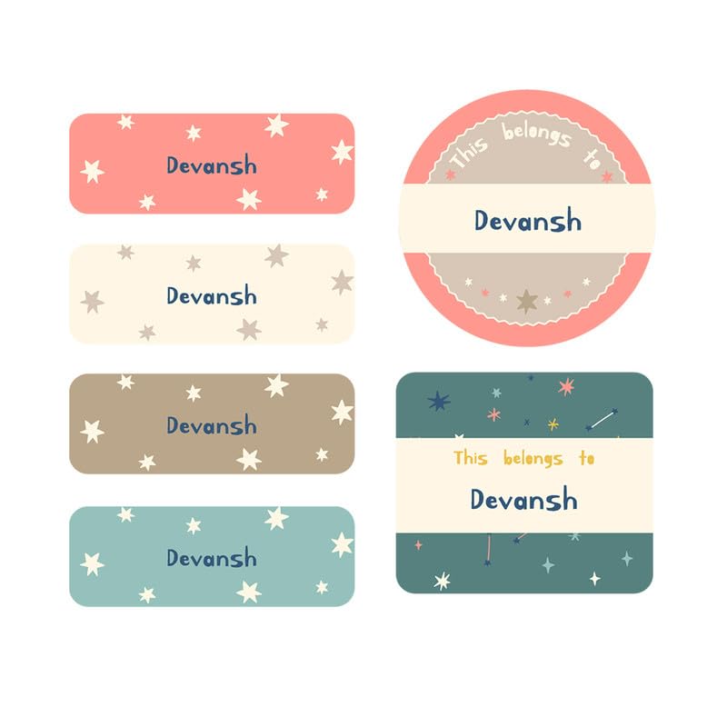 Zooboo Personalized Iron-On Name Labels for Kids | Set of 26 Washable, Durable & Fade-Resistant Tags, Ideal for Uniforms, Jackets, & Sportswear (Design - Twinkling Stars)-image-38