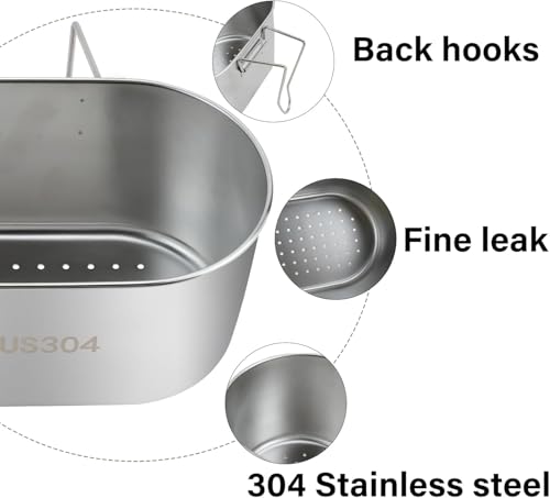 Image of Stainless Steel Sink Drain Strainer Basket, Multifunctional Hanging Sink Strainer Colander Drain Basket for Filter Food Waste and Wash Fruits or Vegetables Kitchen Tools & Gadgets (Silver)
