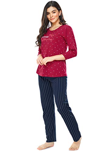 Image of ZEYO Night Suit for Women's Printed Cotton Night Dress of Top and Pajama Set (Available in Plus Size)