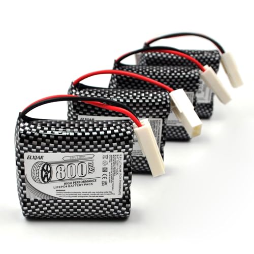 Lunggwey (4-Pack) 9.6V 800mAh LiFePO4 Battery, Replacement for S911 S912 9115 9116 9120 9123 S913 S916 9112 15-DJ02 15-DJ03 High Speed RC Cars