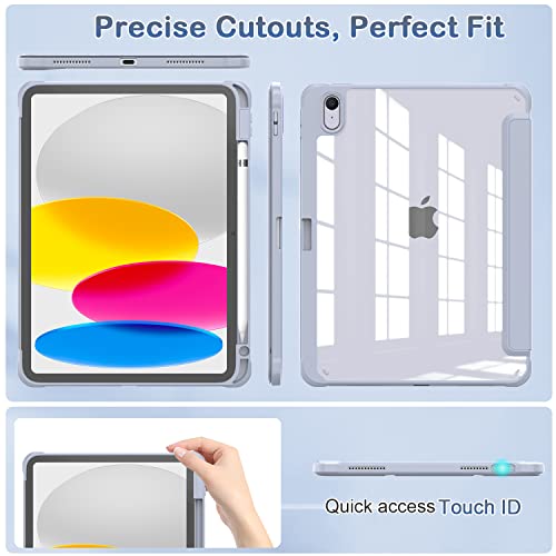 Okp For New Ipad 10Th Generation Case 2022, Ipad 10.9 Inch Case With Trifold Stand, Auto Wake/Sleep, Ipad 10 Gen Protective Cover With Slim Lightweight Clear Pc Back Shell For Women Men, Sliver #TOP6