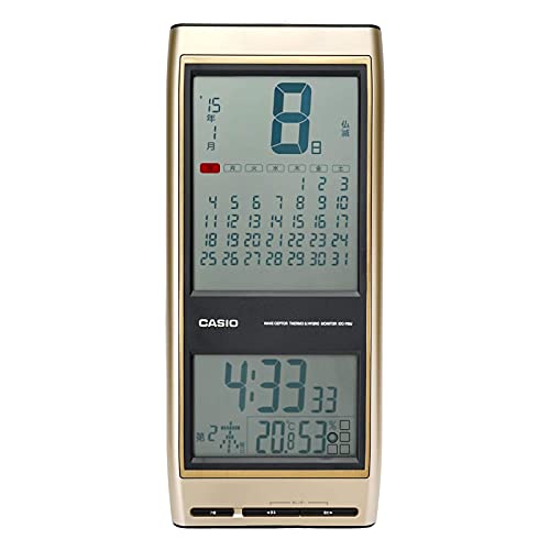CASIO(カシオ) 掛け時計 電波 ゴールド デジタル 日めくり 六曜 温度 湿度 カレンダー 表示 IDC-700J-9JF