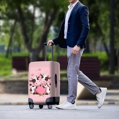 Image of Mumeson Heart Shaped Cow Luggage Cover for Suicase Elastic Suitcase Protectors Protective Zipper Luggage Covers Fit 18-32 Inches Suitcase