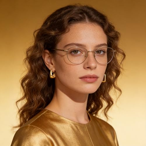 Image of Gold Clip On Hoop Earrings for Women, 18K Gold Plated Eco-Friendly Alloy Non-Pierced Ear Clips, Hypoallergenic Sustainable Fashion Jewelry for Daily & Party Wear