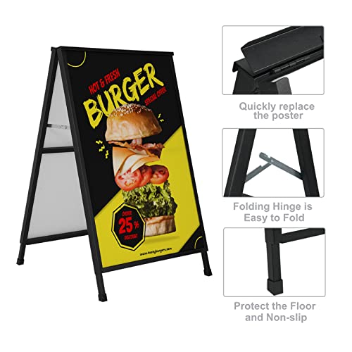 Zegneer Sidewalk Sign Board Curb Sign 24X36 Inch Slide In Double Sided Display Foldable And Portable Comes With Carry Handle And 2 Portable Double-Sided Plastic Boards #TOP7