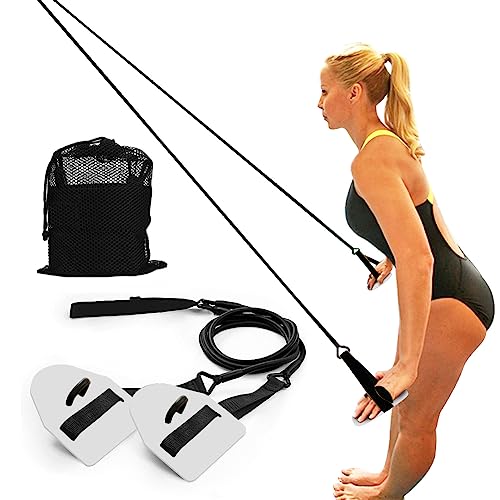 Dryland Powercord with Paddles,Swimming Arm Strength Trainer, Professional Freestyle Swimming