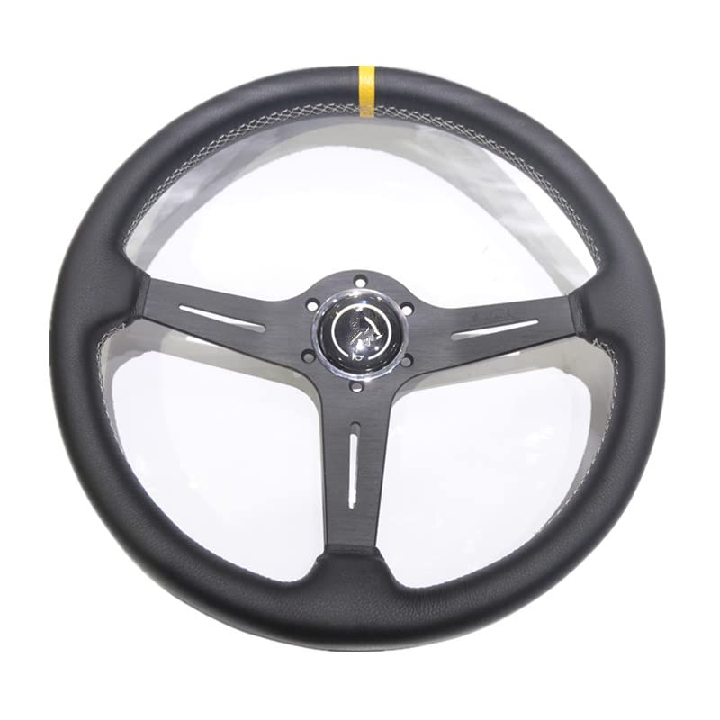 Volanti Auto Volante di deriva piatto da 15 pollici 380mm / volante in pelle(Noir)