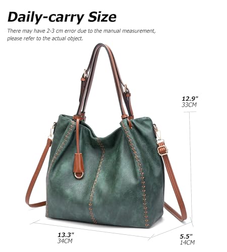 Faux Leather Tote Hobo Bag for Women Casual Soft Shoulder Crossbody Satchel Purse