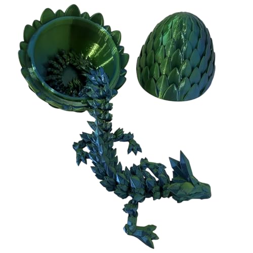 Highline Large 15" 3D Printed Dragon and Egg, Party Favors, Easter Basket Stuffers, Large Prefilled Eggs for Kids, Stuffed Egg Hunt Fillers with Dragon Toys, 3D Printer Animals Fidget Toys for All