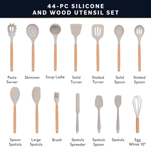 image for Home Hero 44 Pcs Silicone Kitchen Utensils Set, Non-Stick Silicone Coo