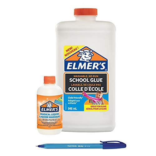 Elmer's Liquid PVA Glue Great for Making Slime, Washable, 946 ml, White + Elmer's Glue Slime Magical Liquid Slime Activator Solution 259 ml + PaperMate Pen Gift