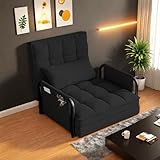 UTTQEW Sillón Convertible con Apoyabrazos y Respaldo Ajustable de 5 Posiciones, Hebilla Stoff