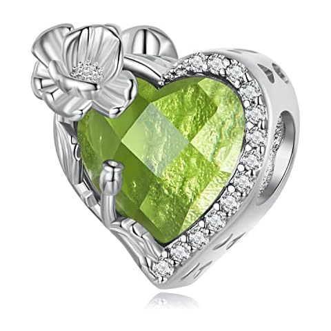 August Birthstone Charms for Pandora Bracelet-925 Sterling Silver Heart Zirconia Bead Charms, Birthday Gifts for Women Cover
