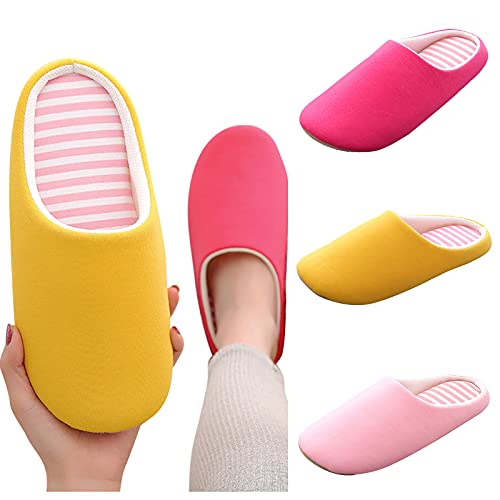 Womens Indoor Memory Foam Cotton Slippers Slip On House Shoes Flats Lightweight Non-Slip Rubber Soles Cozy Soft Home Slides Unisex Men Women Solid Color Comfortable Closed Toe Slippers2