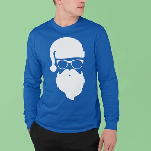 shop4ever Hipster Santa with Sunglasses Christmas Long Sleeve Shirt4