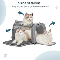 Petsfit Transportbox Katze leicht Hundetasche Flugzeug für Katzen Transporttasche Hundetragetasche,Tragetasche Hund Flugtasche mit Schutzgurt & erweiterbare Matte, S/Grau – Ansicht 5