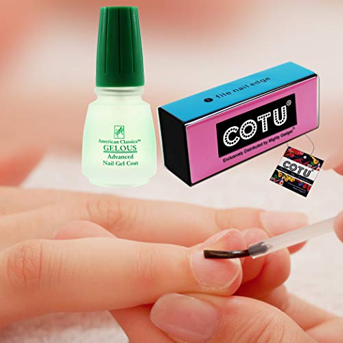 COTU (R) Nail Buffer Block and American Classic Gelous Nail Gel Base Coat Combo Bundle