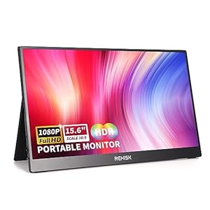 External Travel Monitor, FHD 1080P, 15.6 », Portable, IPS Eye Care Computer Display HDMI USB-C VESA with Smart Cover&Dual Speakers for Mac PC Phone PS4/5 Xbox Switch, Laptop