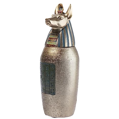 4 canopes égyptiens lachineuse : statuettes décoratives de 21 cm coloris bronze doré