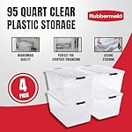 Rubbermaid Cleverstore 95 Quart Clear Stackable Large Plastic Storage Containers with Lids for Office and Home Organization, Clear (4 Pack) - Image 3