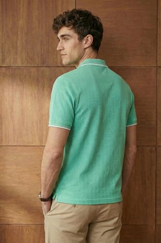 Image of Allen Solly Men's Polo T-Shirt | Premium Herringbone Texture | Solid | Regular Fit | Smart Casual Wear