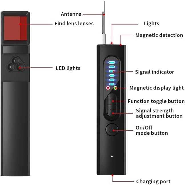Image of Luteti Hidden Camera Detectors, Bug Spy Camera Finder, Infrared RF GPS Tracker Listening Devices Anti-Spy Detector with Viewfinder, 6 Modes & 5 Levels Sensitivity for Travel Hotel Office Bathroom