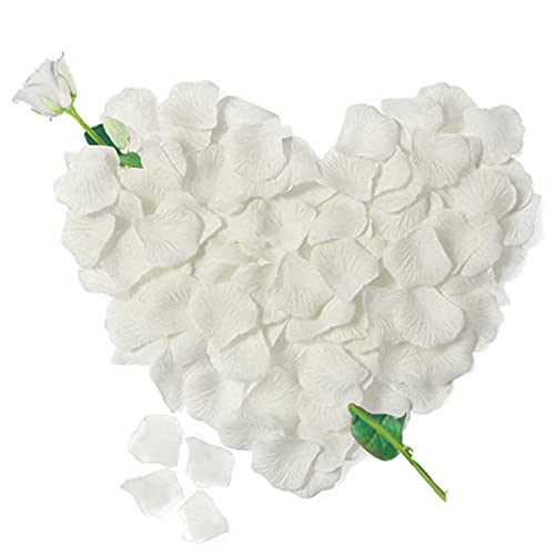 Jonami 3000 Pétales de Rose Artificielle Blanc en Soie Décoration Romantique pour La Saint Valentin, Déco Fiançailles et Mariage