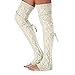 Womens Knitted Crochet Leg Warmers Boot Socks (Beige)