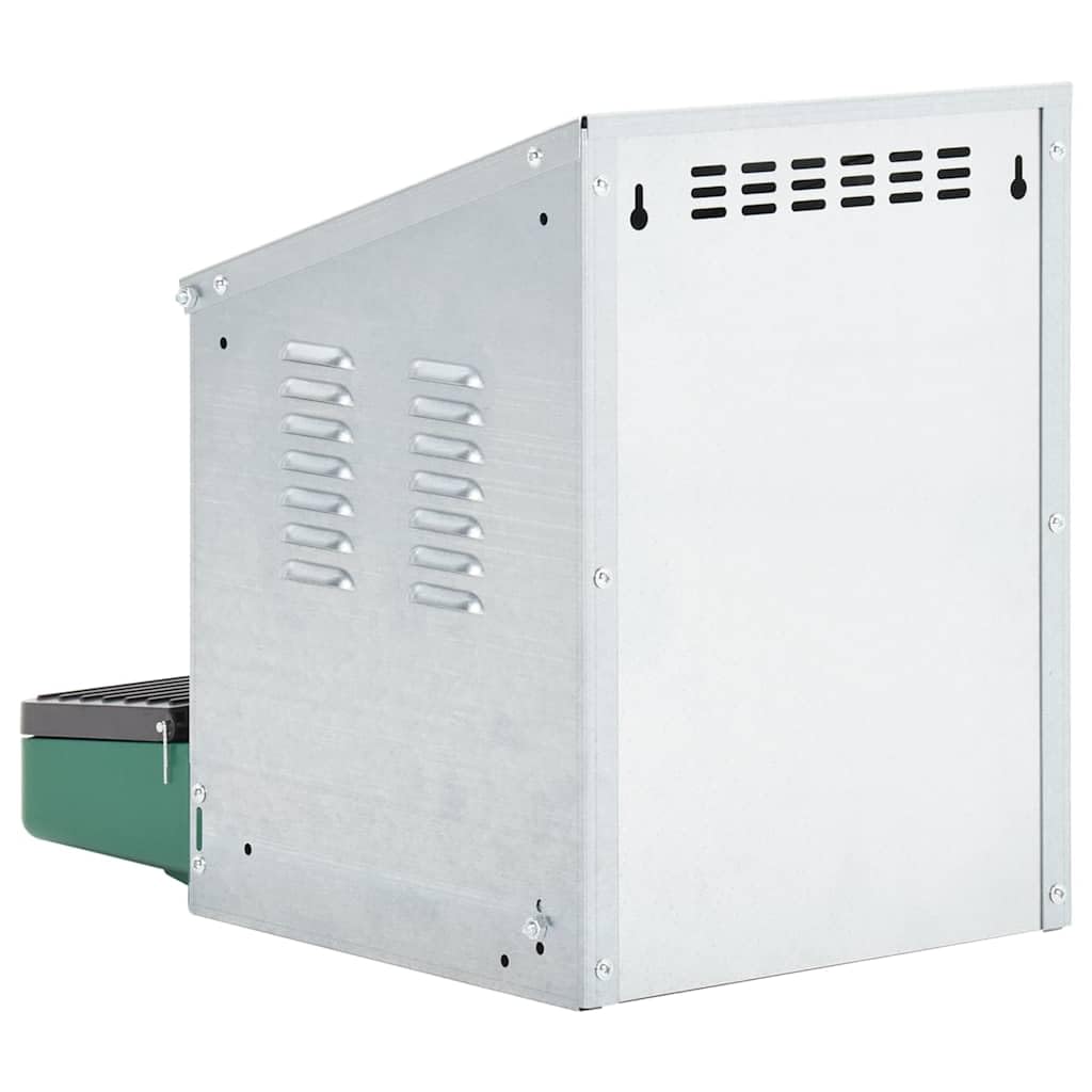 Nestomatic Abroll - Caja nido para aves de corral, chapa de metal galvanizado y plástico ABS, 49 x 31 x 42 cm, con bandeja colectora, base de nido de polietileno, para establo, casa, cabaña