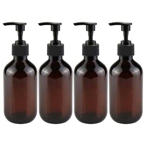 FACAIIO Lot de 4 distributeurs de savon liquide rechargeables de 300 ml – pour plastique PP, pour grand calibre pour shampooing, lotion, gel douche, huiles parfumées