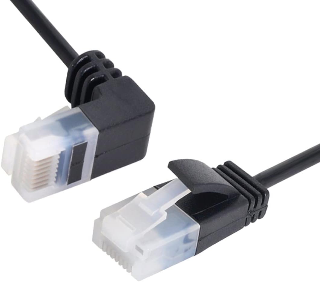 TNP Cat6 Ethernet Cable Right Angle Upward, RJ45 Network Connector 90 Degree 500MHz 10 Gigabit Gold Plated LAN Cable For PS4 Xbox One Smart TV Games And Computer (10ft/3M