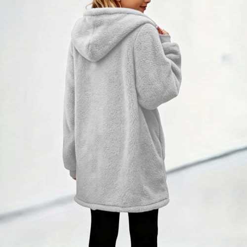 VXRDJU Girls Fleece Jacket Oversized Sherpa Zip Up Hooded Outwear - image 6