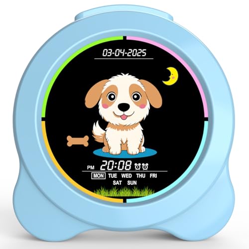 Sinoviwe Kids Alarm Clock Sun & Moon& Dog LED Display with Day & Date OK to Wake Clock with Night Light for Kids Children's Sleep Trainer Gift for Boy and Girls - image 2