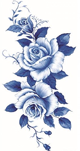 Beautiful dark blue and white roses temporary tattoos by InterRookie