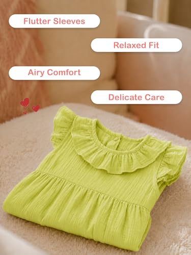 Image of Kidbea Baby Girls Cotton Dress for Kids | Soft, Breathable & Comfortable Western Frock | Trendy Casual, Party & Festive Outfit for Girls