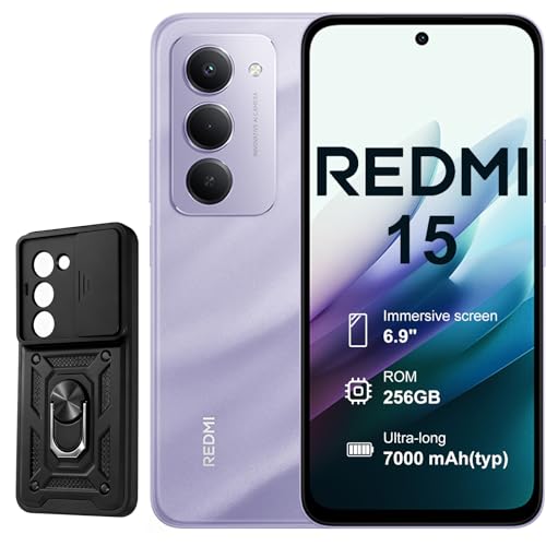 XIAOMI Redmi 15 4G 8+256GB Smartphone – Batería 7000mAh | Pantalla 6.9' FHD+ 120Hz | Snapdragon 685 | Cámara Dual 50MP | Carga Rápida 33W | Diseño Quad-Curve (Púrpura, con Funda)