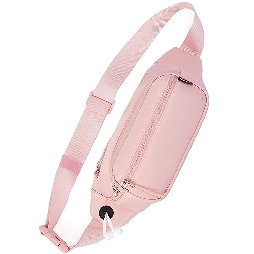 Telena Fanny Packs for Women Men Cross Body Belt Bag Fashion Waist Bag with 4 Zipper Pockets for Traveling Running Walking Pink