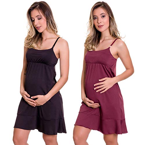 KIT - 2 Camisolas Amamentação em Microfibra 1 Preta e 1 Vinho - GL349-KIT2