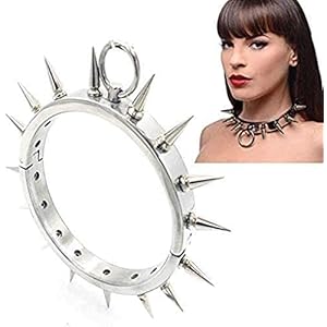 Madaenmj Sm Extreme Rvs Bondage Kraag/Kraag/Kraag, Terughoudend/Shackles Systeem Metalen Nekmanchet Met Doorn- En…