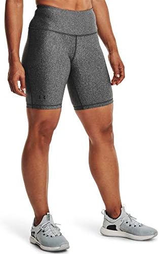 Under Armour Womens HeatGear Armour Bike Shorts , Charcoal Light Heather (019)/Metallic Silver , Medium