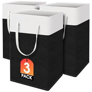 laundry basket 3-Pack, laundry hamper, Hamper with handles, collapsible laundry baskets, Waterproof dirty clothes hamper, Towel Storage for Home or Dorm, 75L-Black