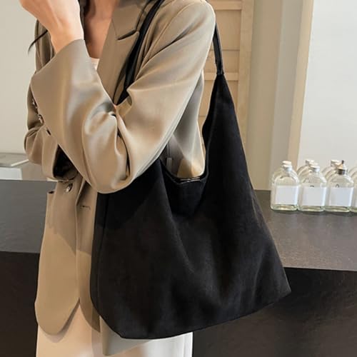 Yaepoip Suede Tote Bag for Women, Suede Slouchy Shoulder Bag Crossbody Hobo Bags for Office Travel College Work (Black) – vue 3
