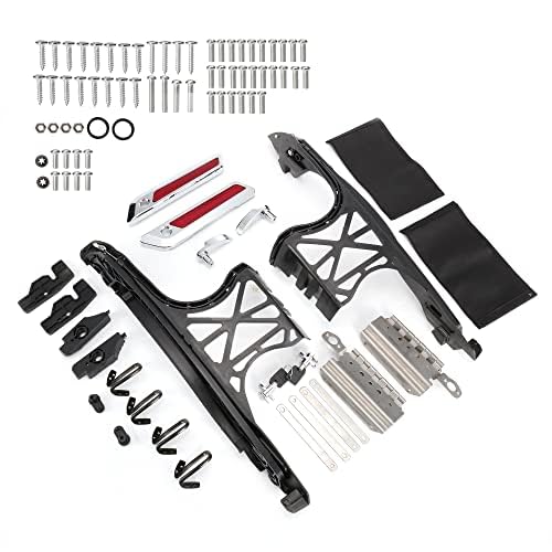 MoKitDora Saddle Bag One Touch Latch Cover Kit Hardware Assembly With Locks Reflectors Upgraded for 2014-up Harley Touring FLT FLHT Models, Chrome (not hardware)