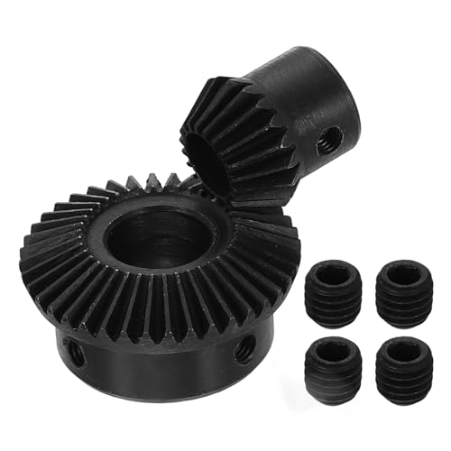 QUARKZMAN 2 Stück Konische Kegelradsatz 1 Mod 1:2 (20T/40T) Gehärteter Stahl Geradkegelrad 90 Grad Lenkmotorgetriebe (10mm/15mm Wellenloch)