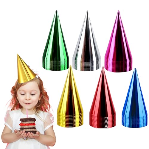 GegXcn Party Hats, 30 Pack Metallic Foil Cone Hats for Birthday Parties, Weddings & Celebrations, for Adults & Kids
