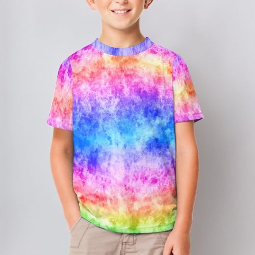 Kids Tie Dye T-Shirt Short Sleeve Mesh Top Lightweight Pullover Soft Outfit for School Play Travel3