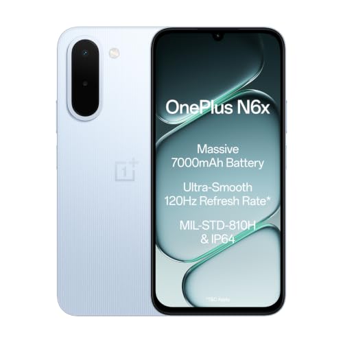 Image of OnePlus N6x | 4GB+128GB | Ice Blue | 7000mAh Battery | Power for Days | 48-Months Smoothness | Smooth 120Hz Display | Largest 5300mm2 Cooling System | Military-Grade Durability