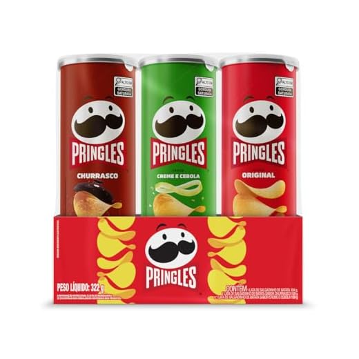 Pringles Pack Promo Salgadinho de Batata Frita 3 Sabores - Original, Creme e Cebola e Churrasco